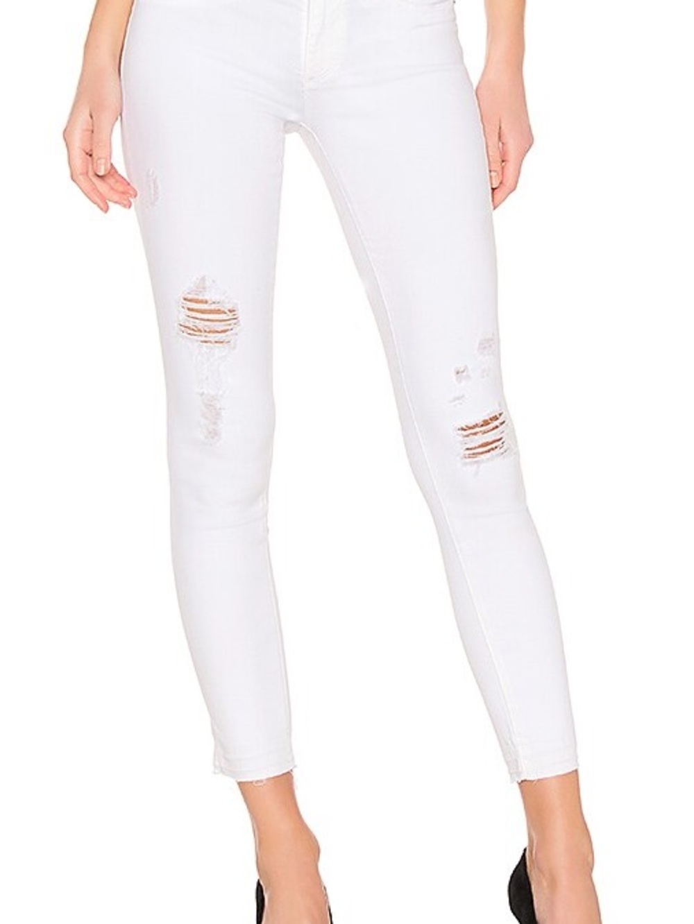 AG Adriano Goldschmied White Distressed Skinny Jeans, Size 27